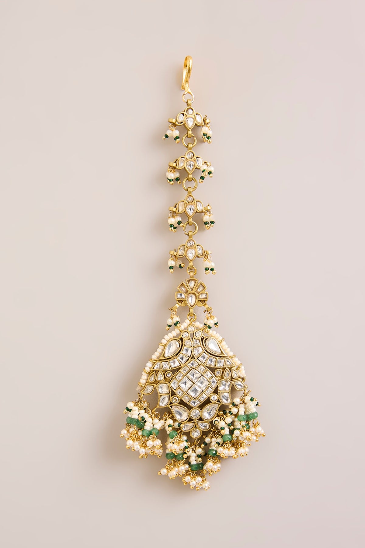 Gold Finish Kundan Polki Maangtikka