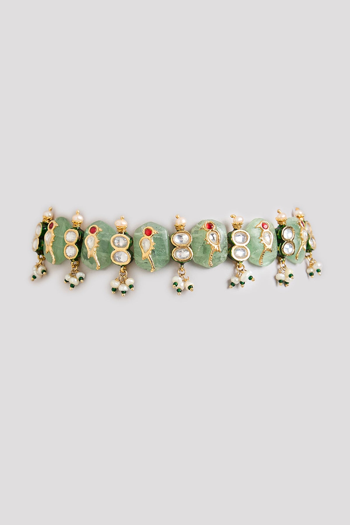 Gold Finish Emerald Stone Choker Necklace