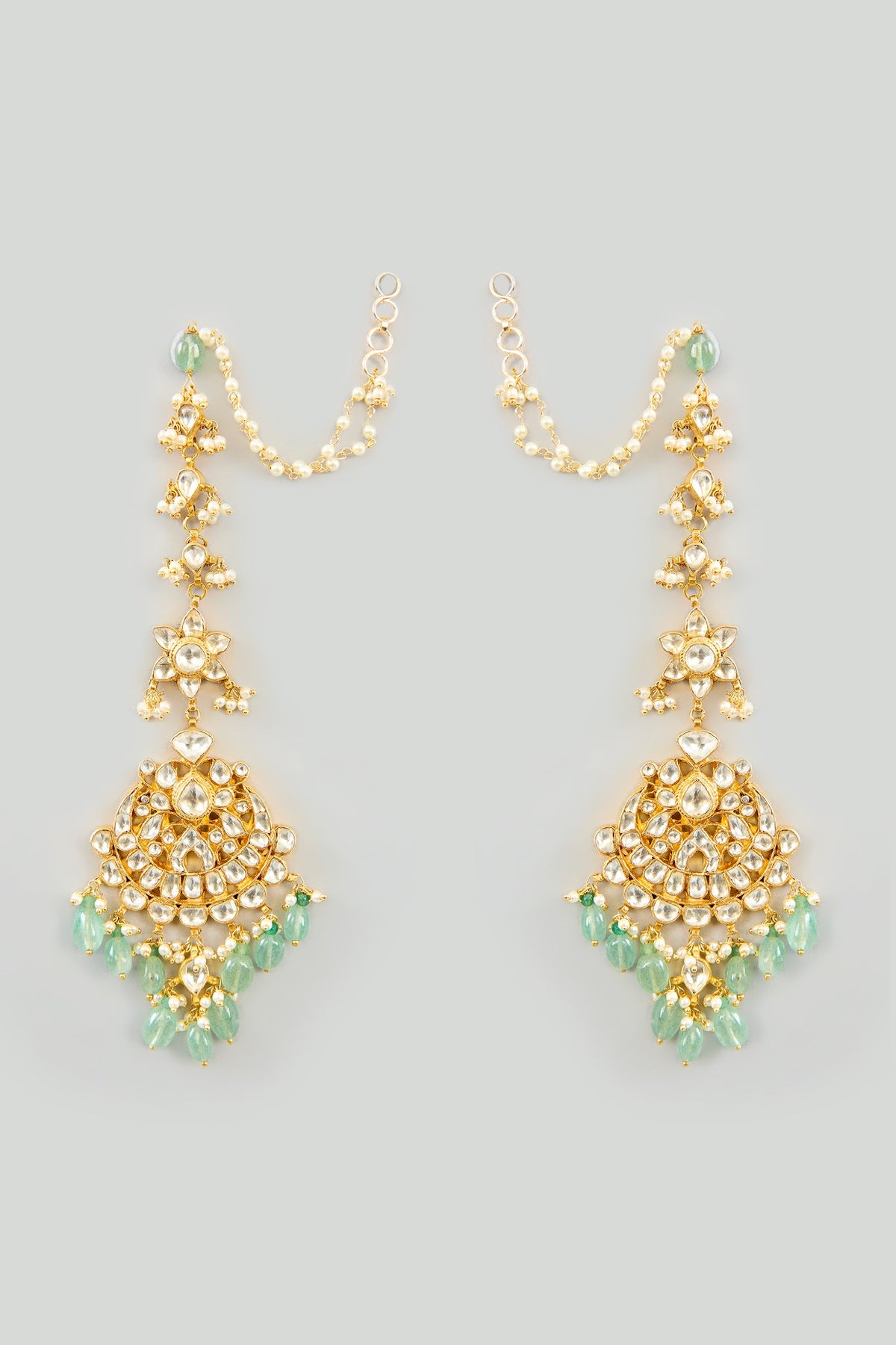 Gold Finish Kundan Polki & Deep Green Onyx Choker Necklace Set