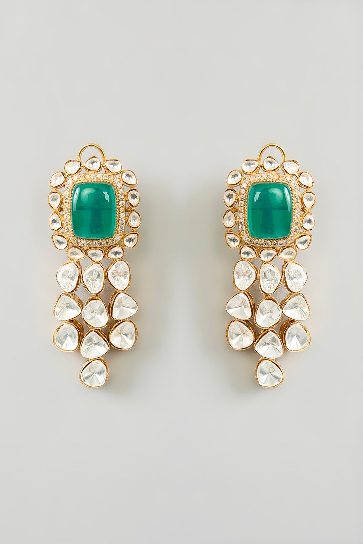 Gold Finish Green Kundan Polki Choker Necklace Set