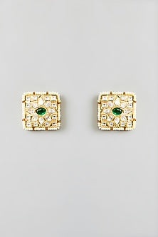 Gold Finish Green Kundan Polki Choker Necklace Set
