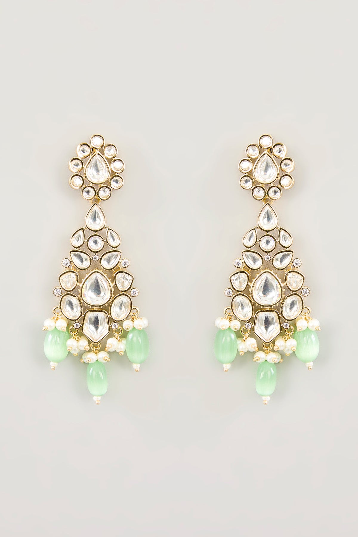 Gold Finish Moissanite & Green Onyx Drop Necklace Set