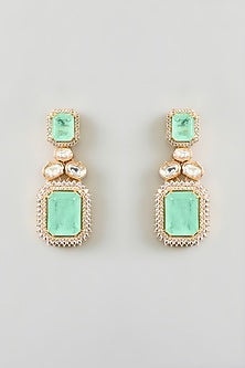Gold Finish Mint Moissanite Necklace Set