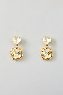 Gold Finish White Moissanite & Green Onyx Drop Necklace Set