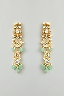 Gold Finish Kundan Polki & Fluorite Drops Necklace Set