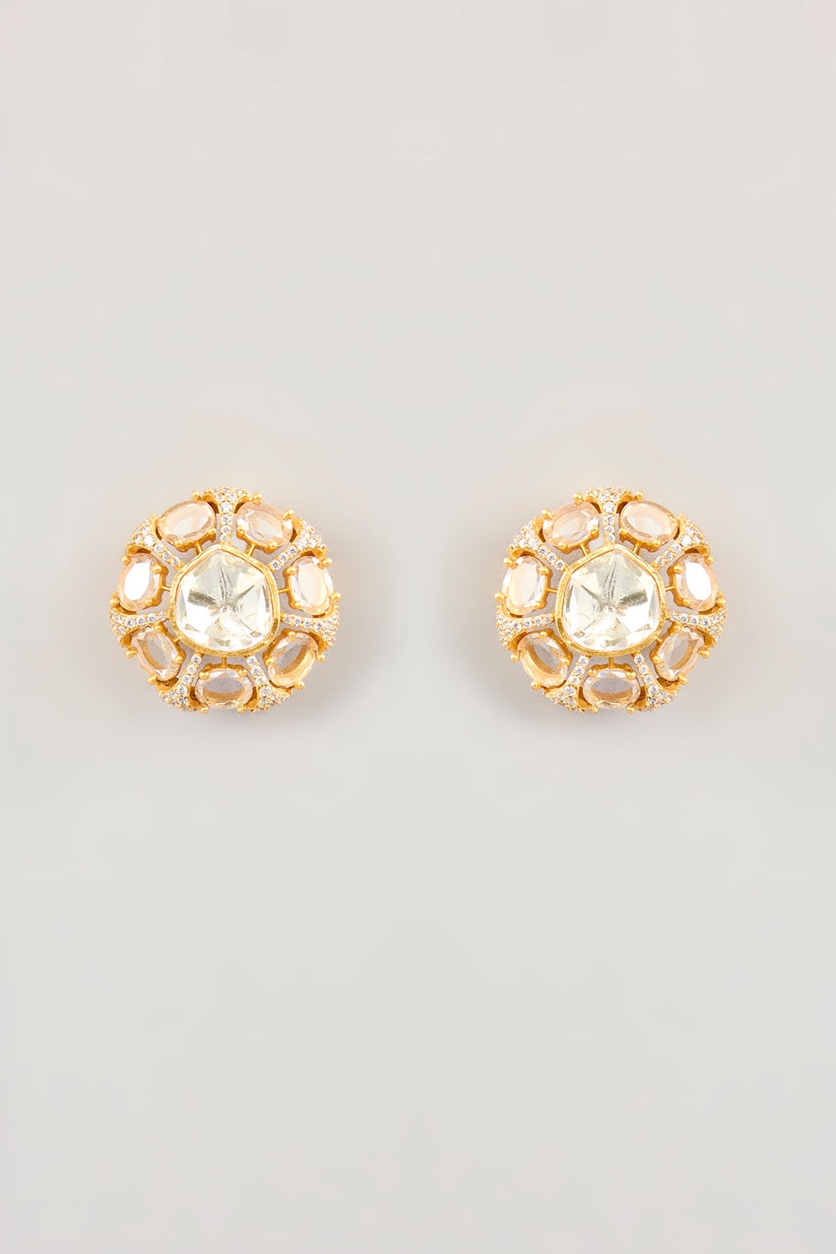 Gold Finish Moissanite Stud Earrings