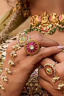 Gold Plated Red Stone Ring