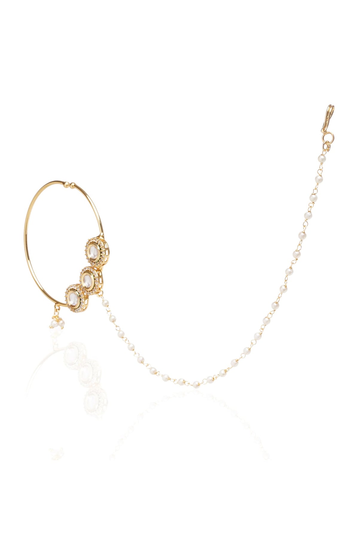 Gold Plated White Stone Nose Ring