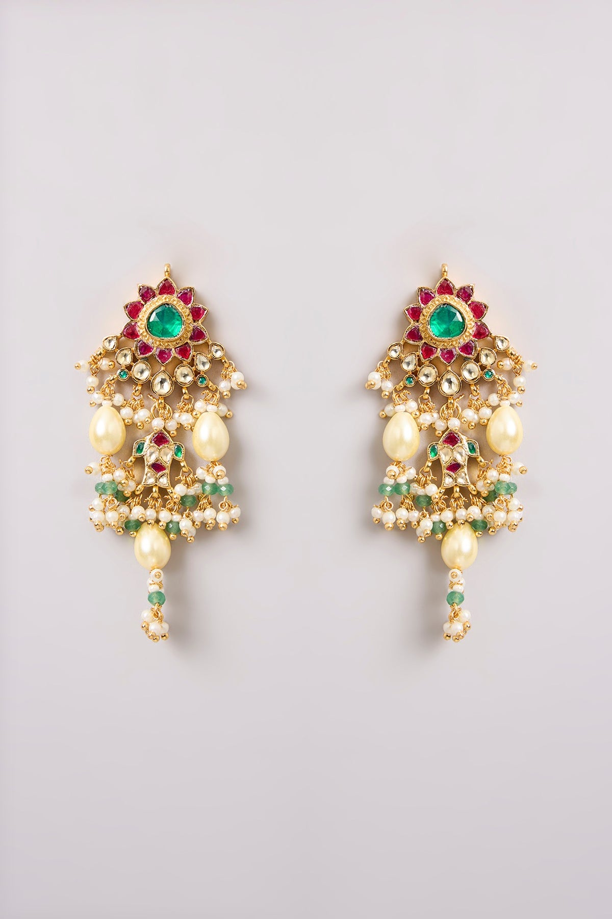Gold Finish Kundan Polki & Seed Pearl Choker Necklace Set