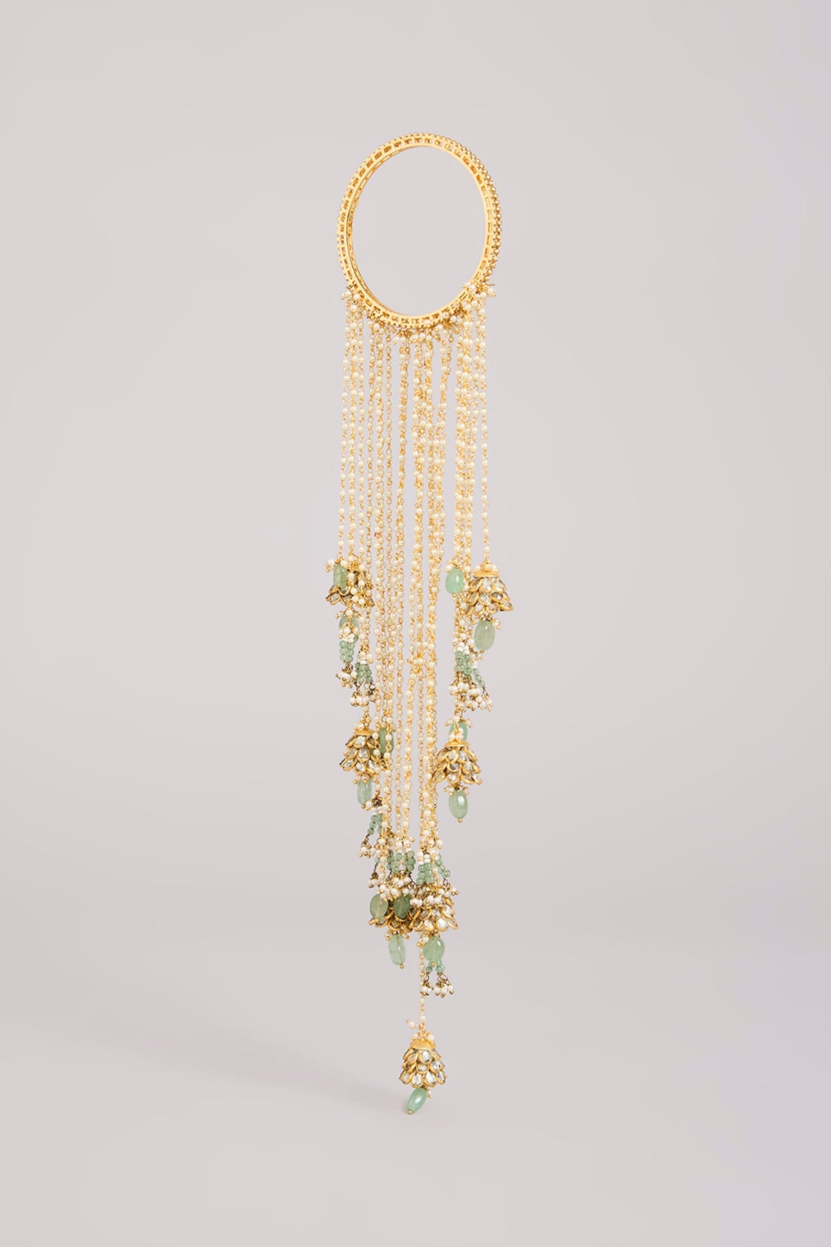 Gold Finish Kundan Polki Kaleeras (Set Of 2)