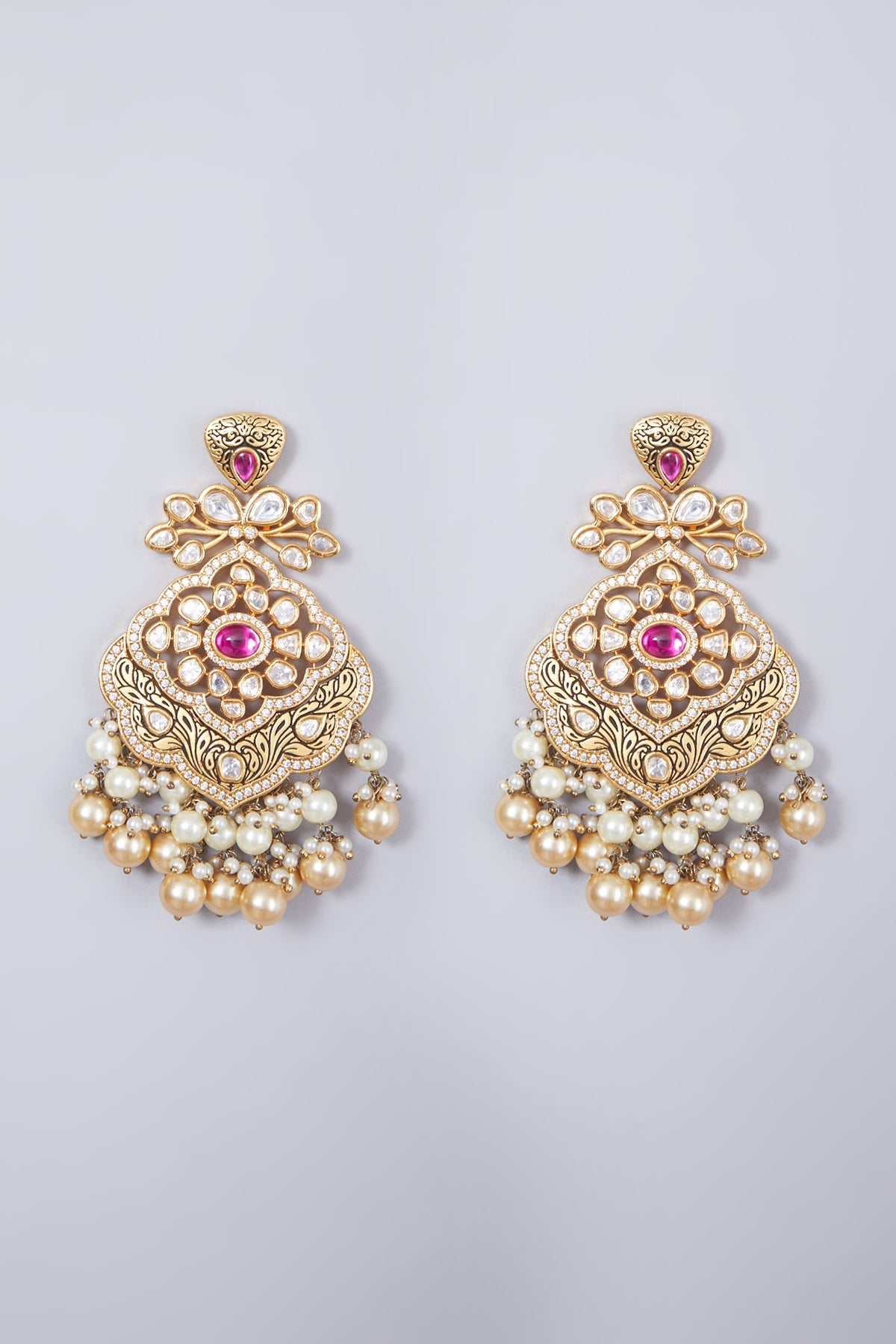 Gold Finish Ruby Earrings