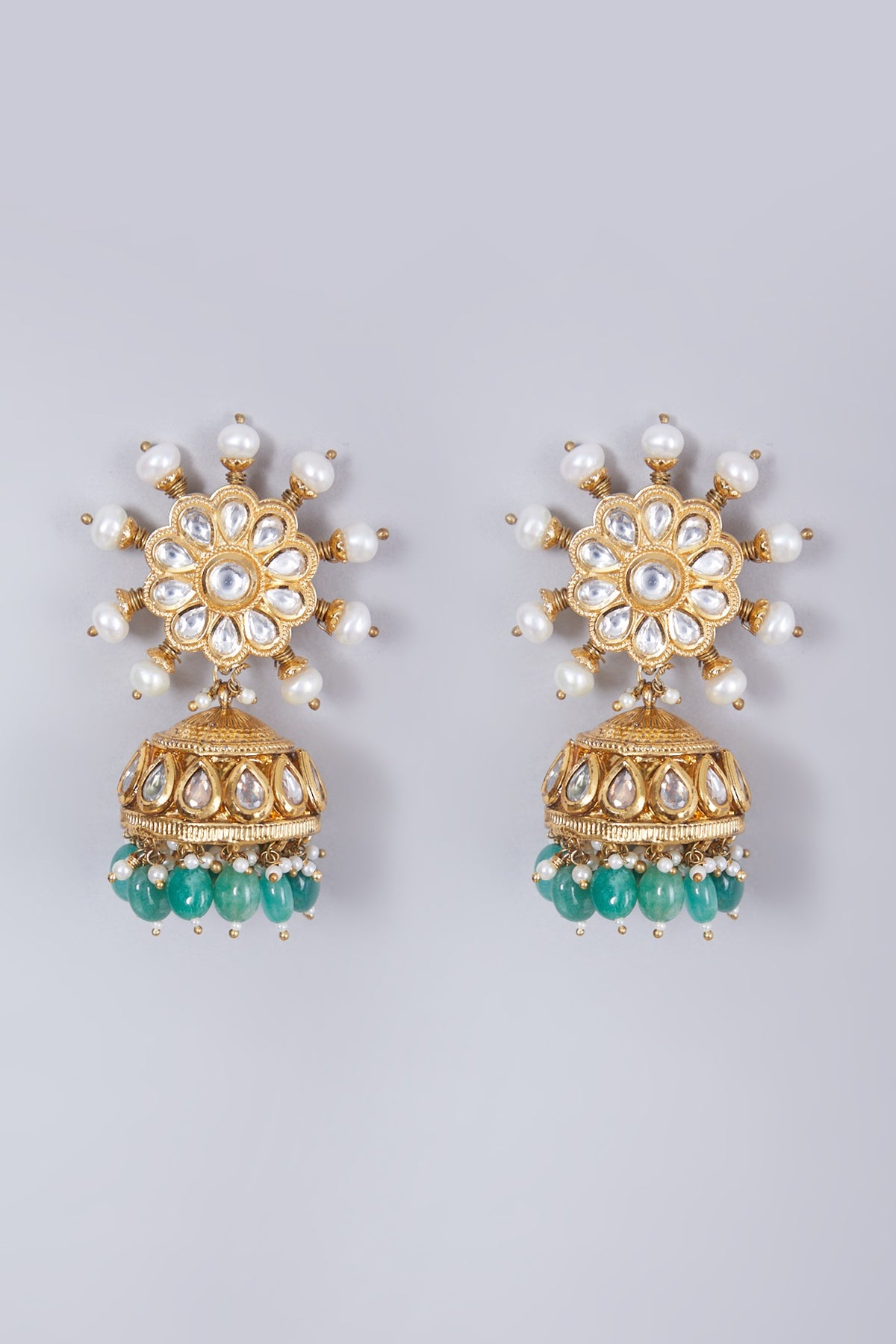 Gold Finish Green Choker Necklace Set