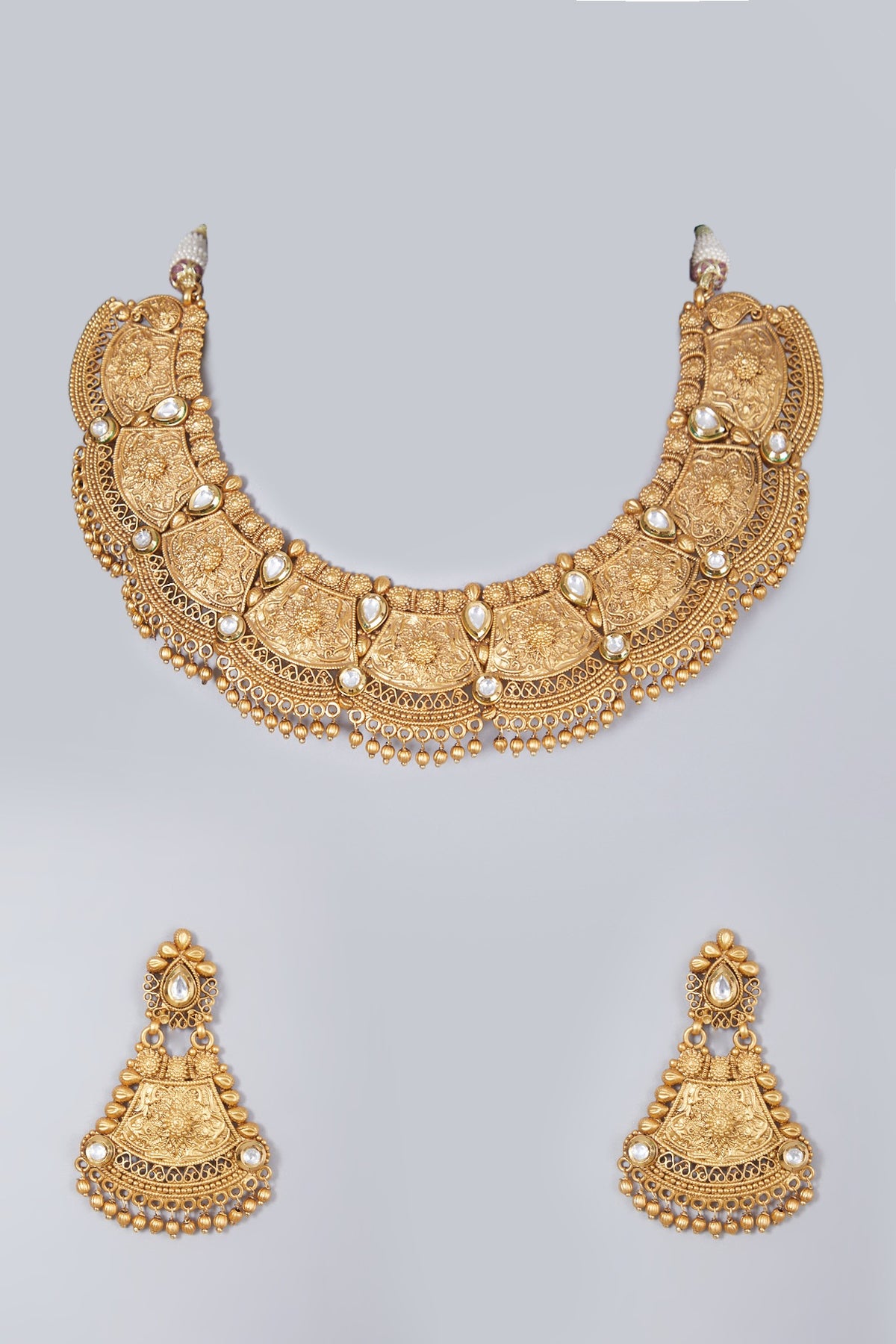 Gold Finish Choker Necklace Set