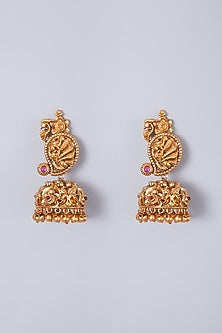 Gold Finish Necklace Set With Synthetic Stones