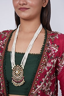 Gold Finish Kundan Polki Necklace Set