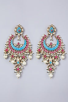 Gold Finish Ruby Chandbali Earrings