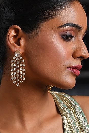 Gold Finish Moissanite Dangler Earrings