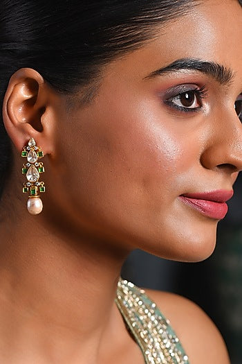 Gold Finish Moissanite Stud Earrings