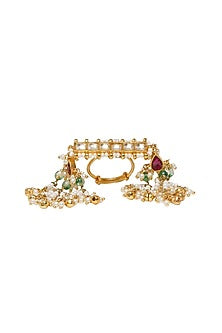 Gold Finish Kundan Polki Toe Ring