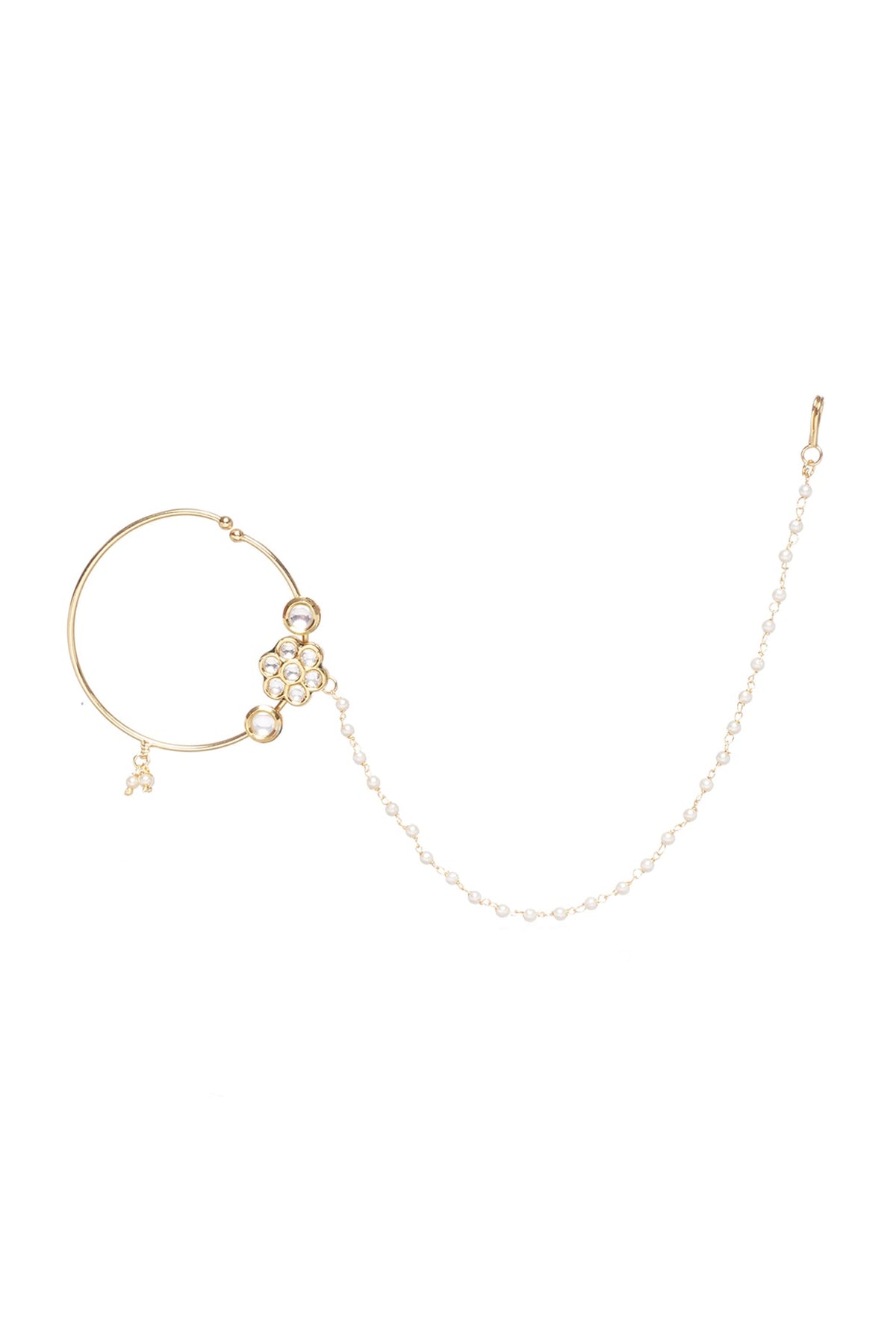 Gold Finish Kundan Polki Nosering