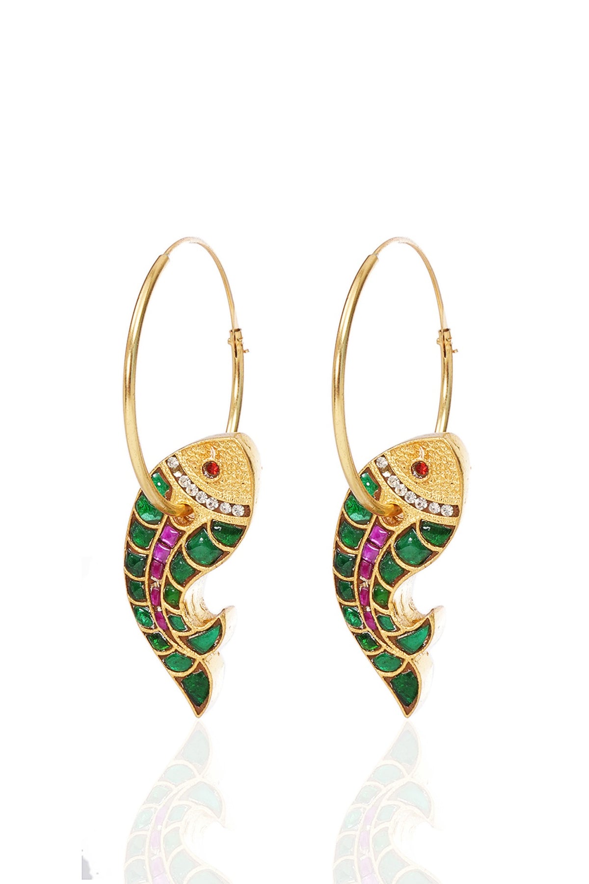 Gold Finish Kundan Polki Statement Earrings