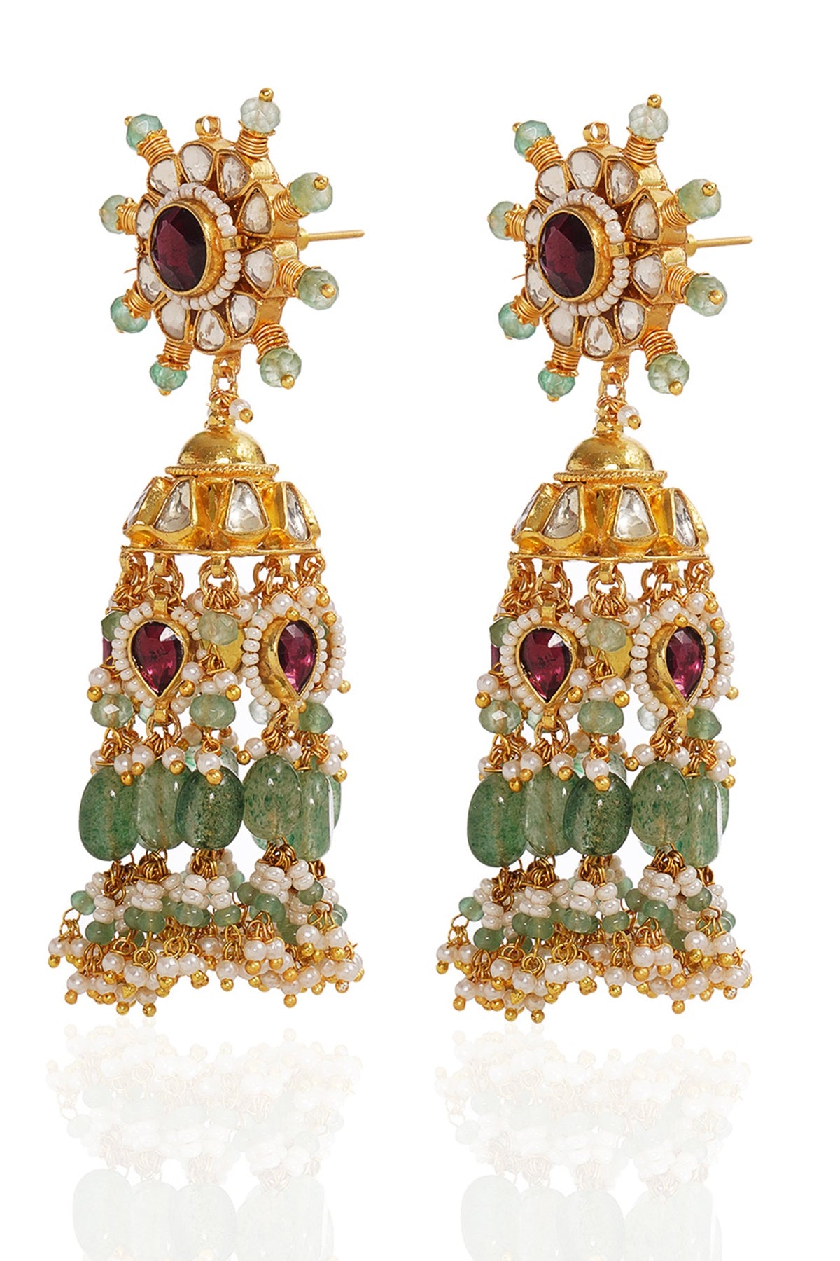Gold Finish Kundan Polki & Pearl Choker Necklace Set
