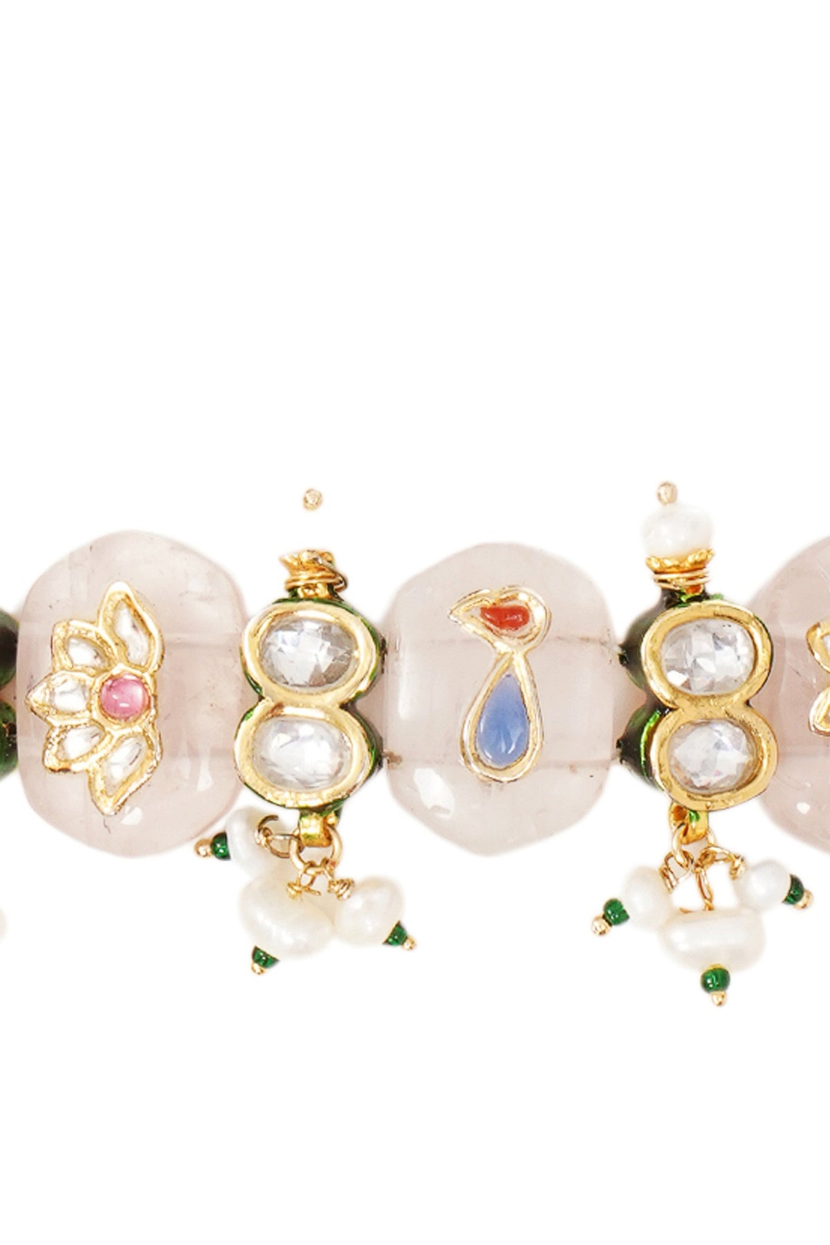Gold Finish Kundan Polki & Pearl Choker Necklace