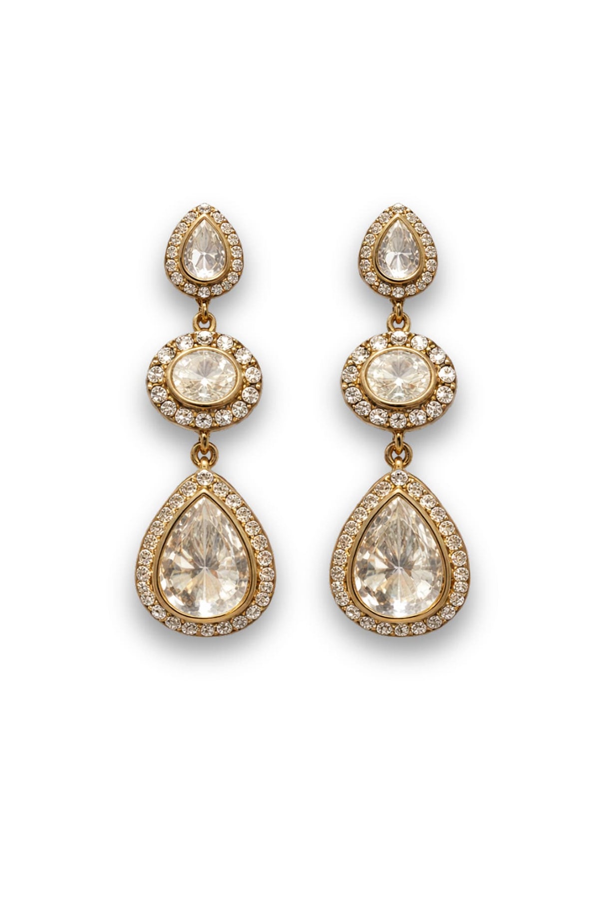 Gold Finish Zircon Dangler Earrings