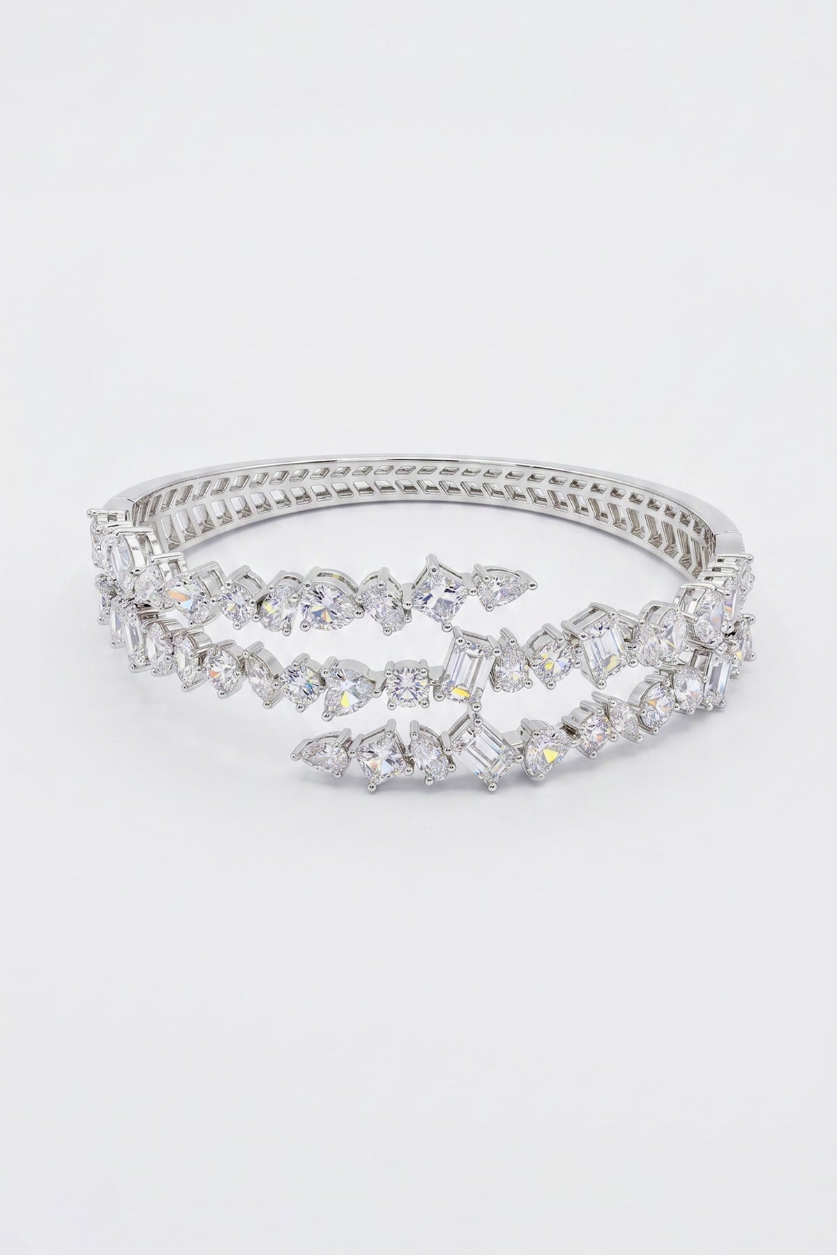 White Rhodium Finish Zircon Bangle