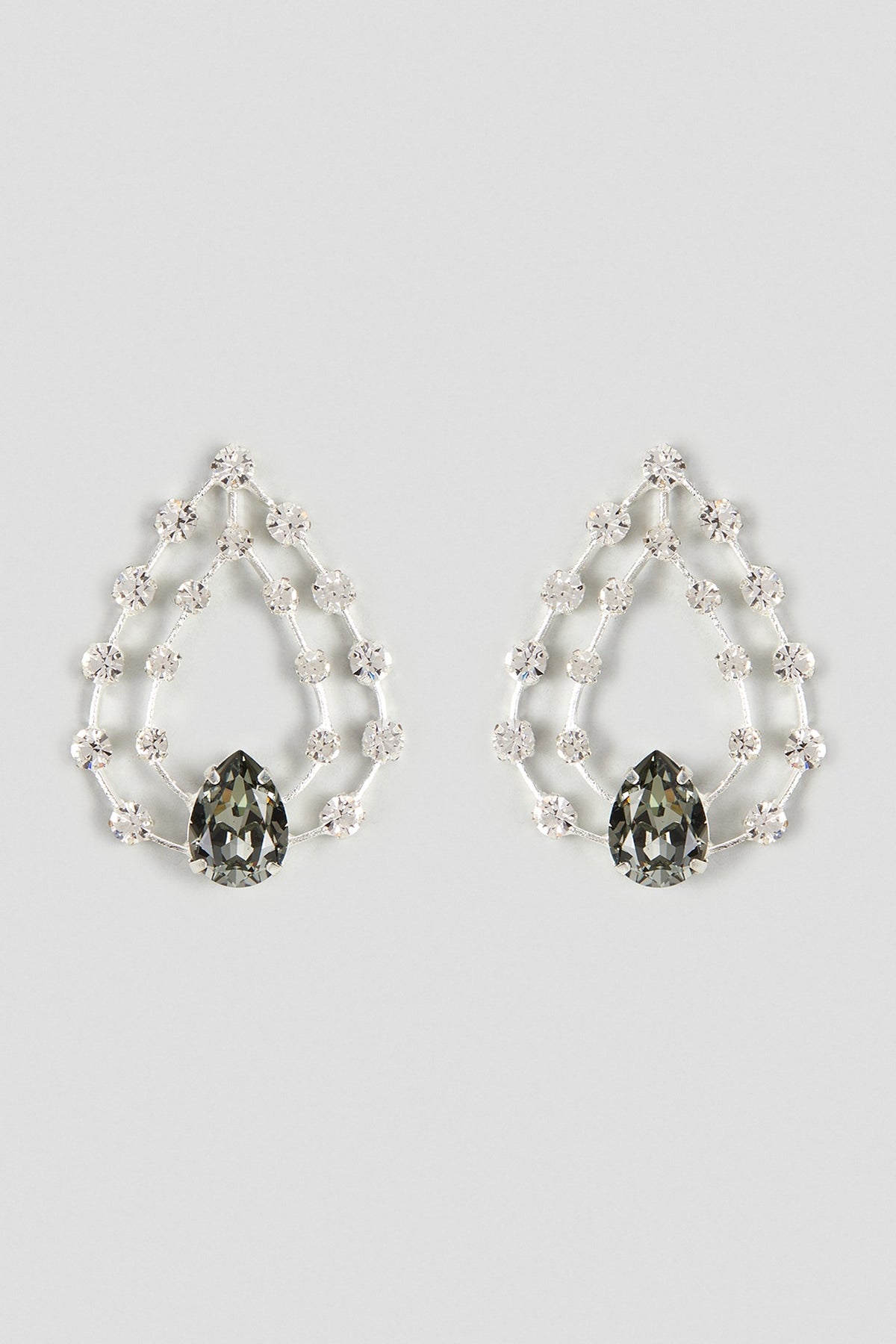White Finish Pink Swarovski Stone Hoop Earrings