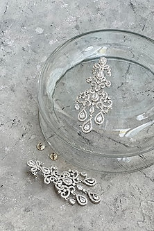 White Finish Zircon Dangler Earrings