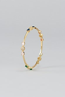 Gold Rhodium Finish Zircon Bangles (Set of 4)