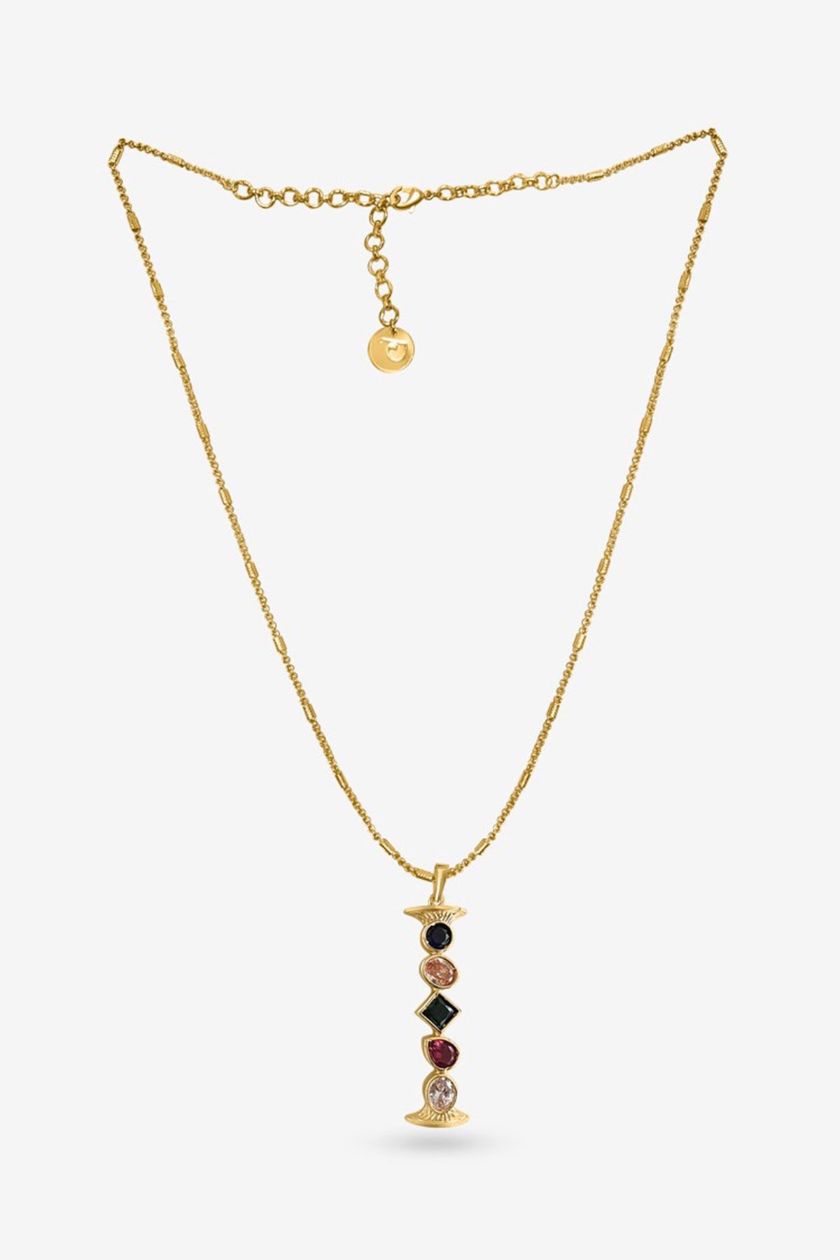 Gold Plated Multi-Colored Stone Initial Pendant Necklace