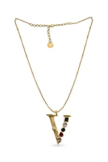 Gold Plated Multi-Colored Stone Initial Pendant Necklace