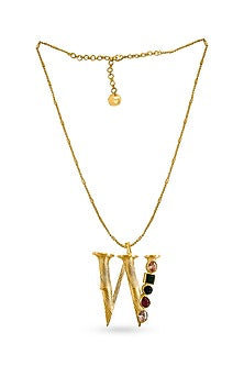 Gold Plated Multi-Colored Stone Initial Pendant Necklace
