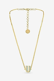 Gold Plated Diamond Initial Pendant Necklace