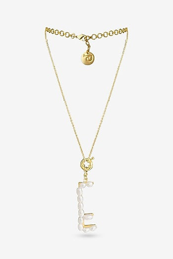 Gold Plated Pearl Initial Pendant Necklace