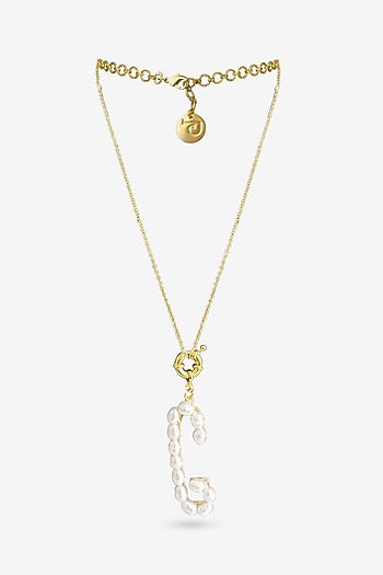 Gold Plated Pearl Initial Pendant Necklace