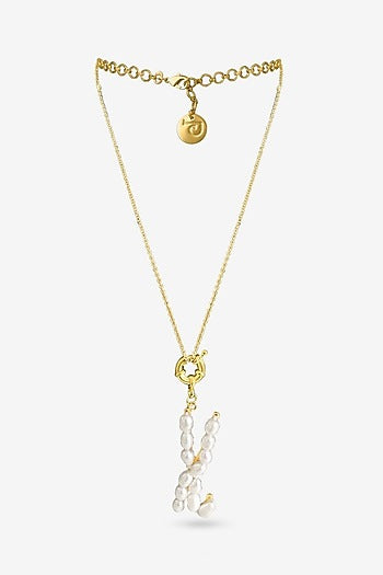Gold Plated Pearl Initial Pendant Necklace