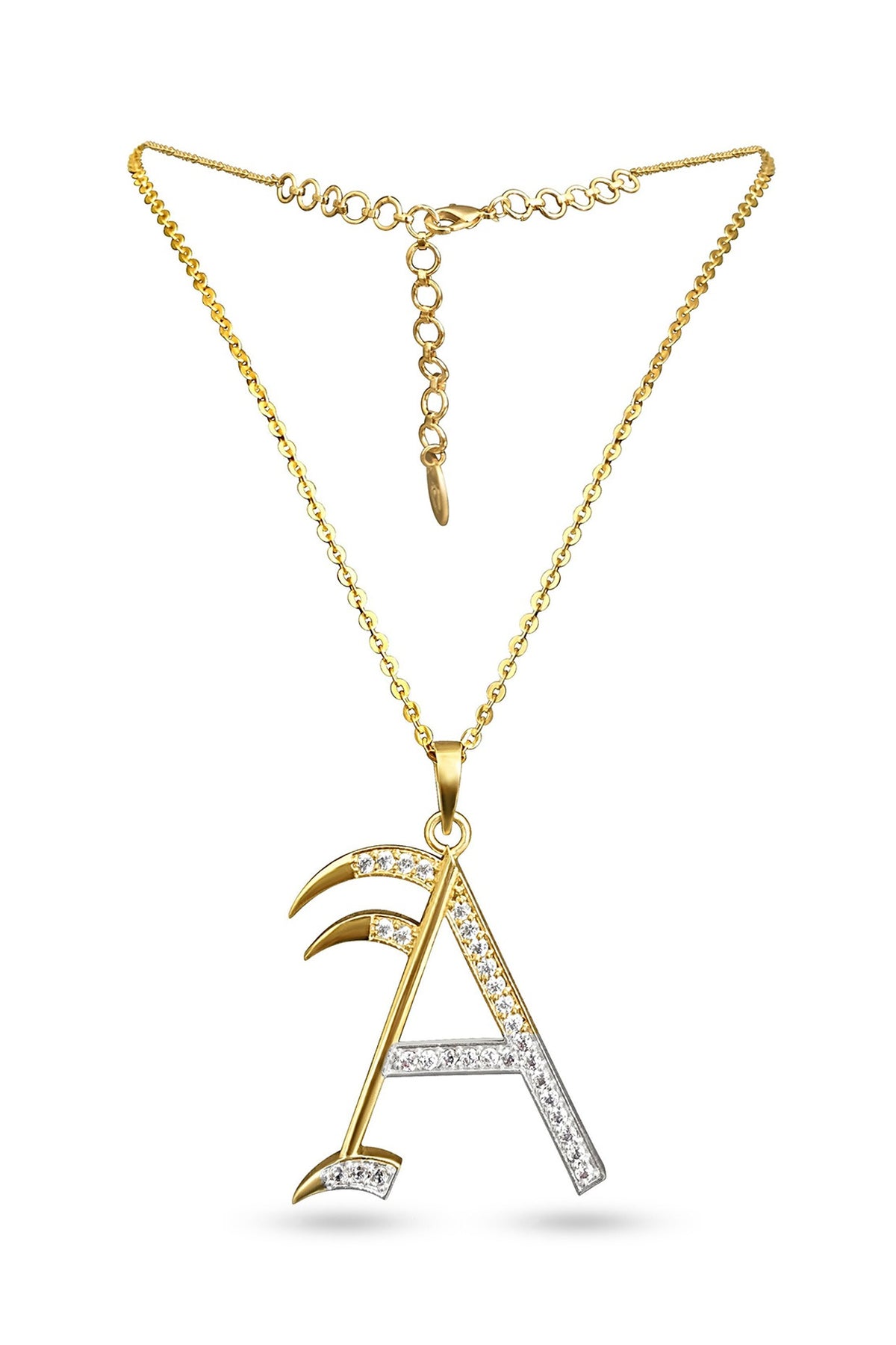 Gold Plated Diamond Initial Pendant Necklace