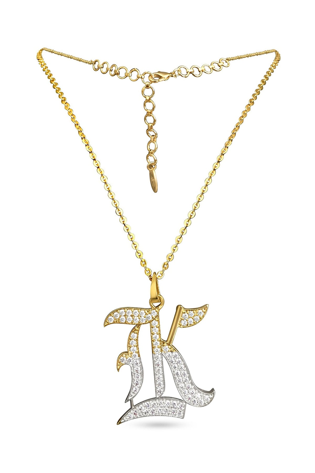 Gold Plated Diamond Initial Pendant Necklace