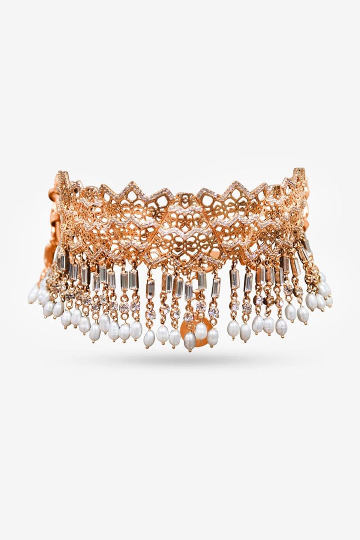 Gold Plated Pearl Choker Necklace