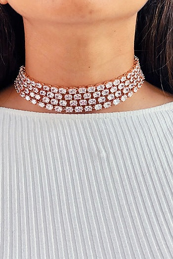 Rose Gold Plated Zircon Choker Necklace