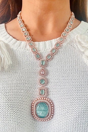 Rose Gold Plated Blue Zircon Necklace