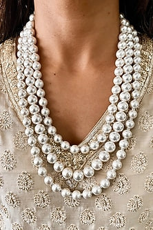 White Pearl Layered Necklace