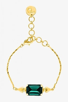 Gold Finish Green Swarovski Bracelet