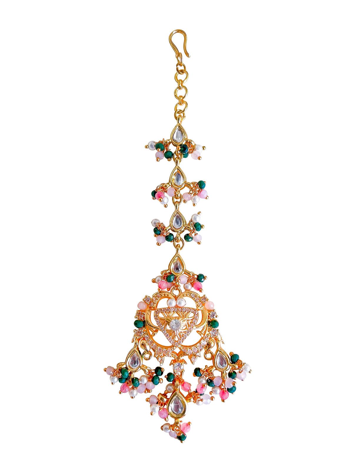 Gold Finish Swarovski Pearl Maang Tikka