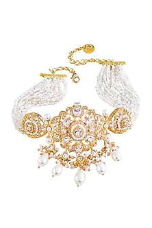 Gold Plated Swarovski Pearl Choker Necklace