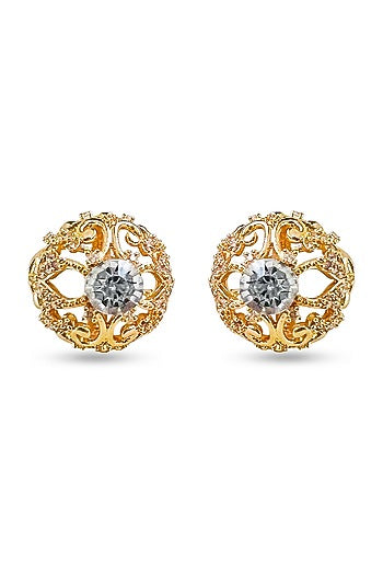 Gold Finish Earrings With Swarovski