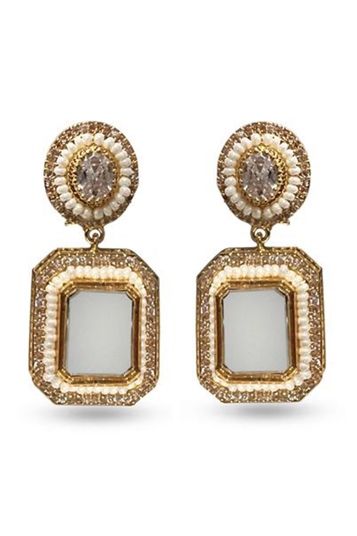 Gold Finish Mirror Earrings